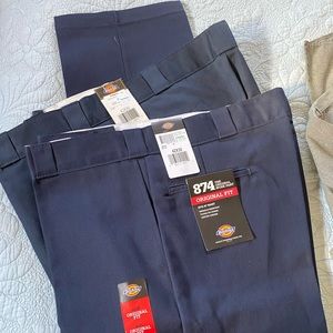 Dickies Mens 42x30  Navy Work Pants Flat Front